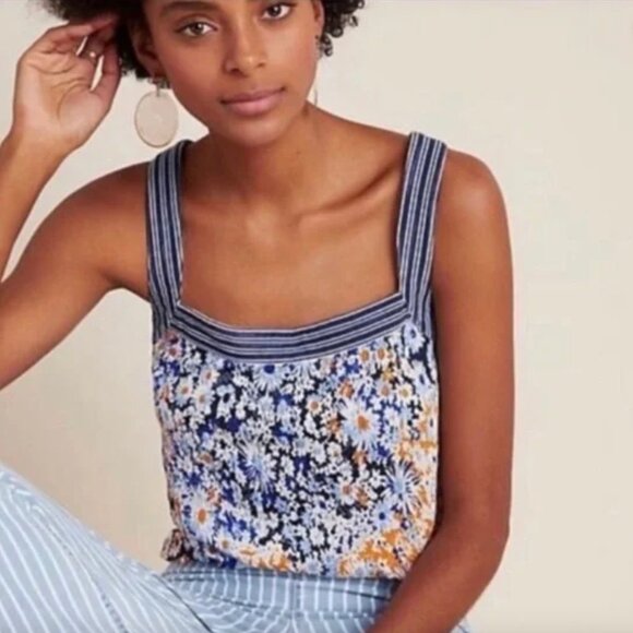 NWT Maeve Square Neck Floral Tank Top Size Medium - Picture 2 of 6